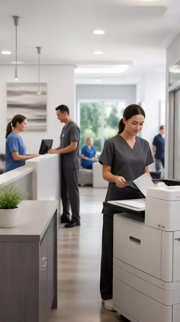 Medical clinic staff using print services for efficiency
