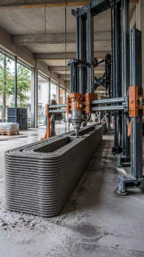 Construction site with specialized printing equipment