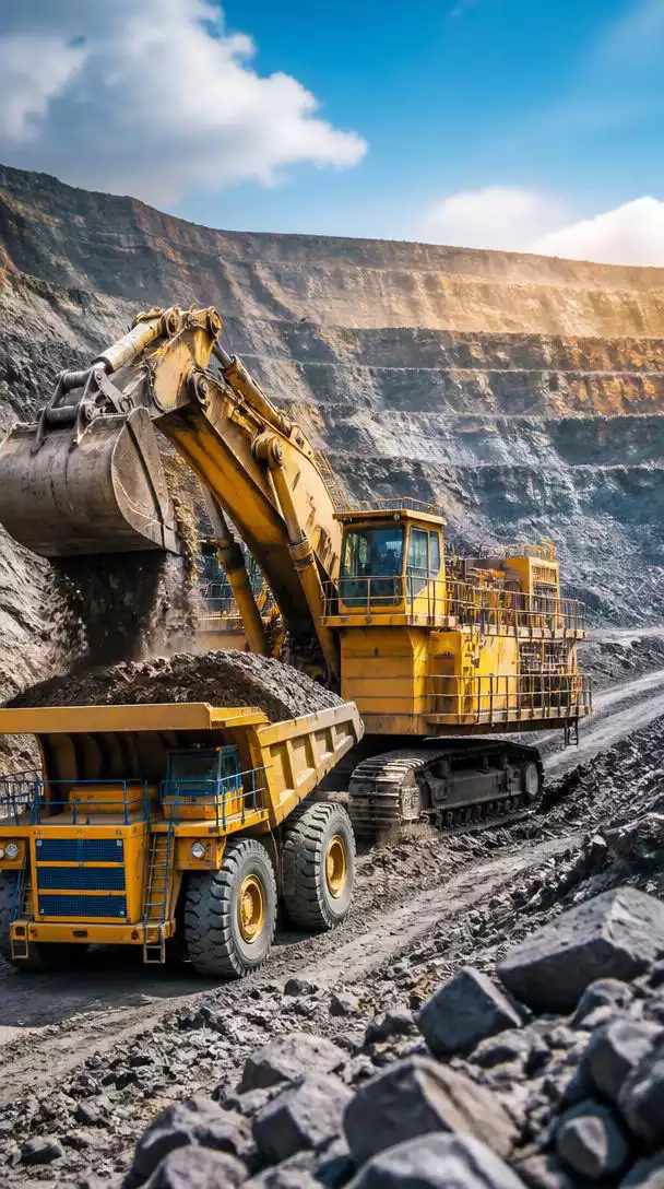 High-tech mining operation with specialized equipment